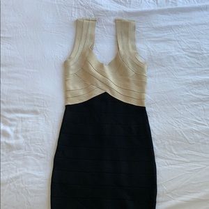 Bebe Black Champagne/Black Bodycon Dress